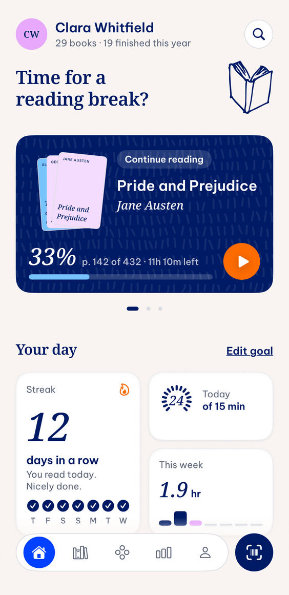 The Pemberley Home screen